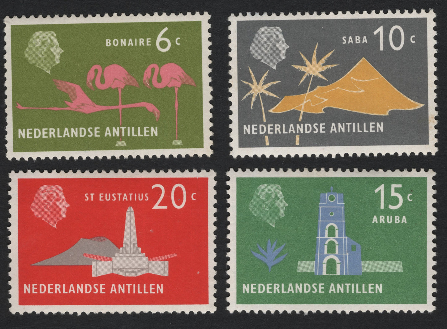 SCG5571 - Netherlands Antilles 1960s Island Definitives – Bonaire, Saba, St. Eustatius & Aruba