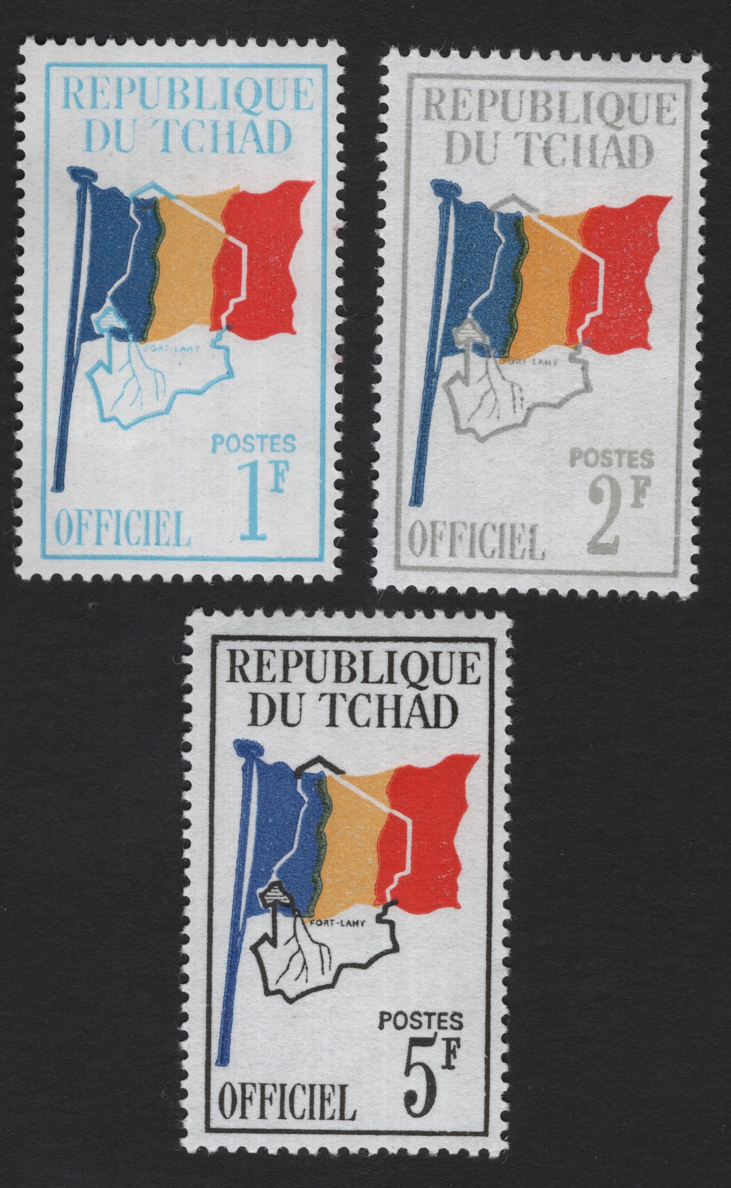 SCG5585 - Official Service Stamps – Map and Flag of Chad