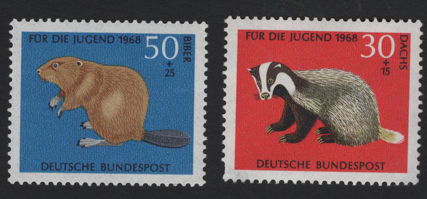 SCG5591 - Germany 1968 “Für die Jugend” – Beaver and Badger Charity Stamps