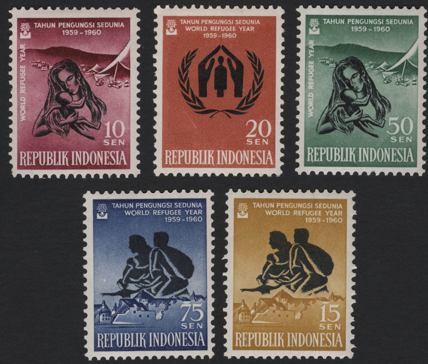 SCG5567 - Indonesia 1959–60 World Refugee Year Stamp Set