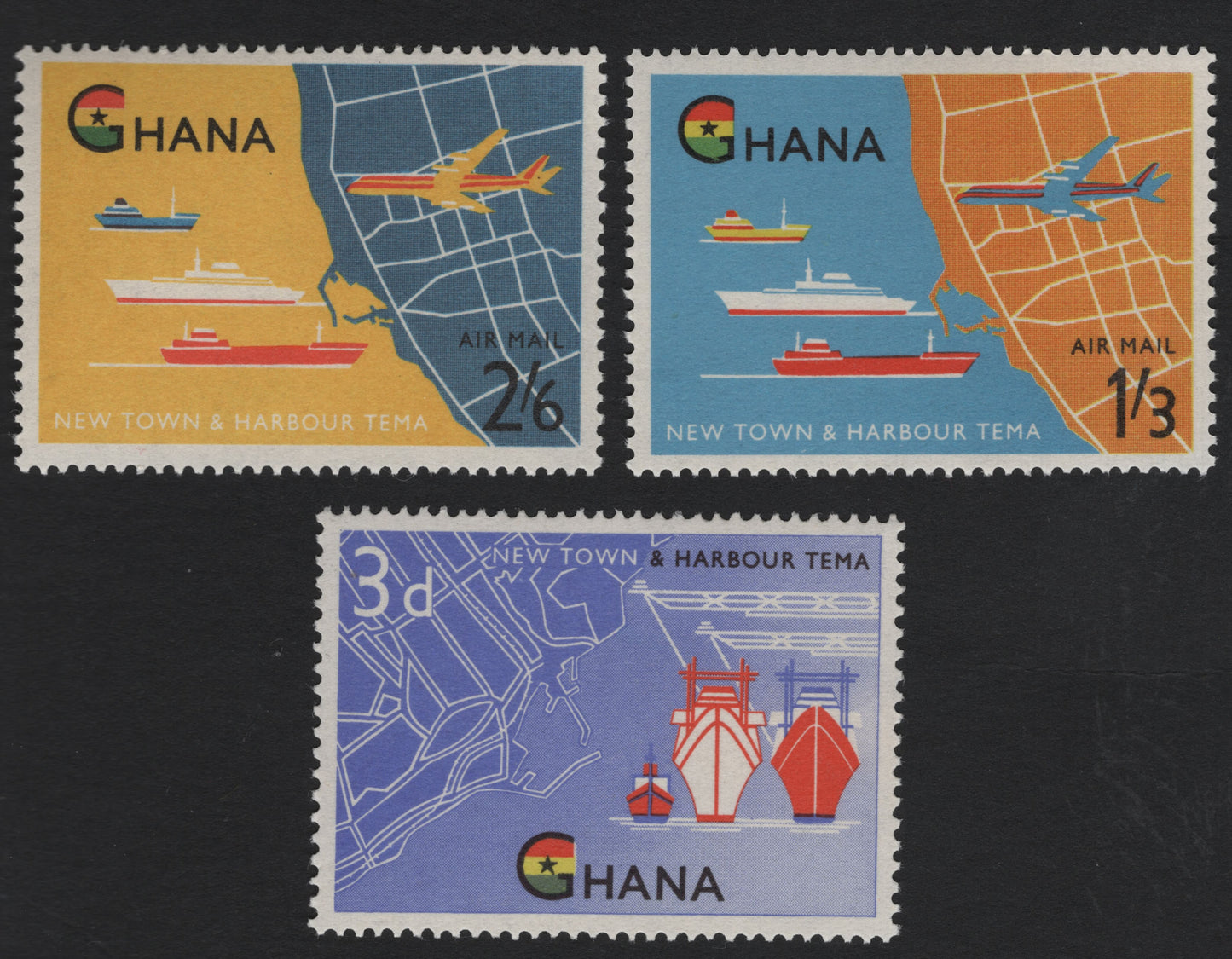 SCG5597 - Ghana 1962 – New Town & Harbour Tema Airmail Issue