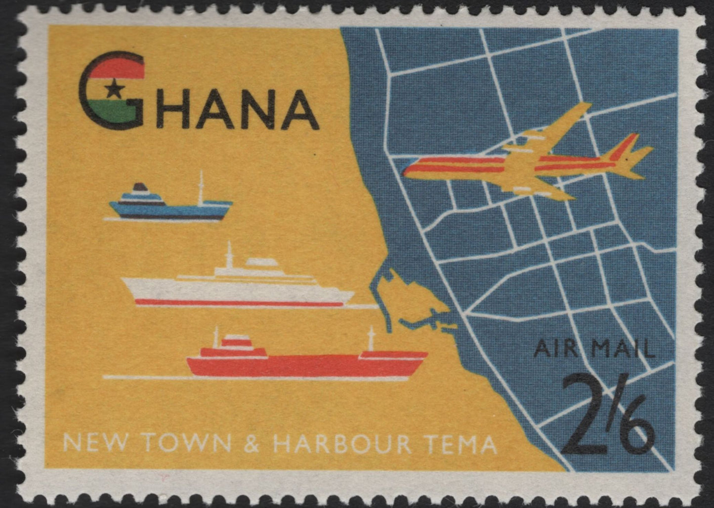 SCG5597 - Ghana 1962 – New Town & Harbour Tema Airmail Issue