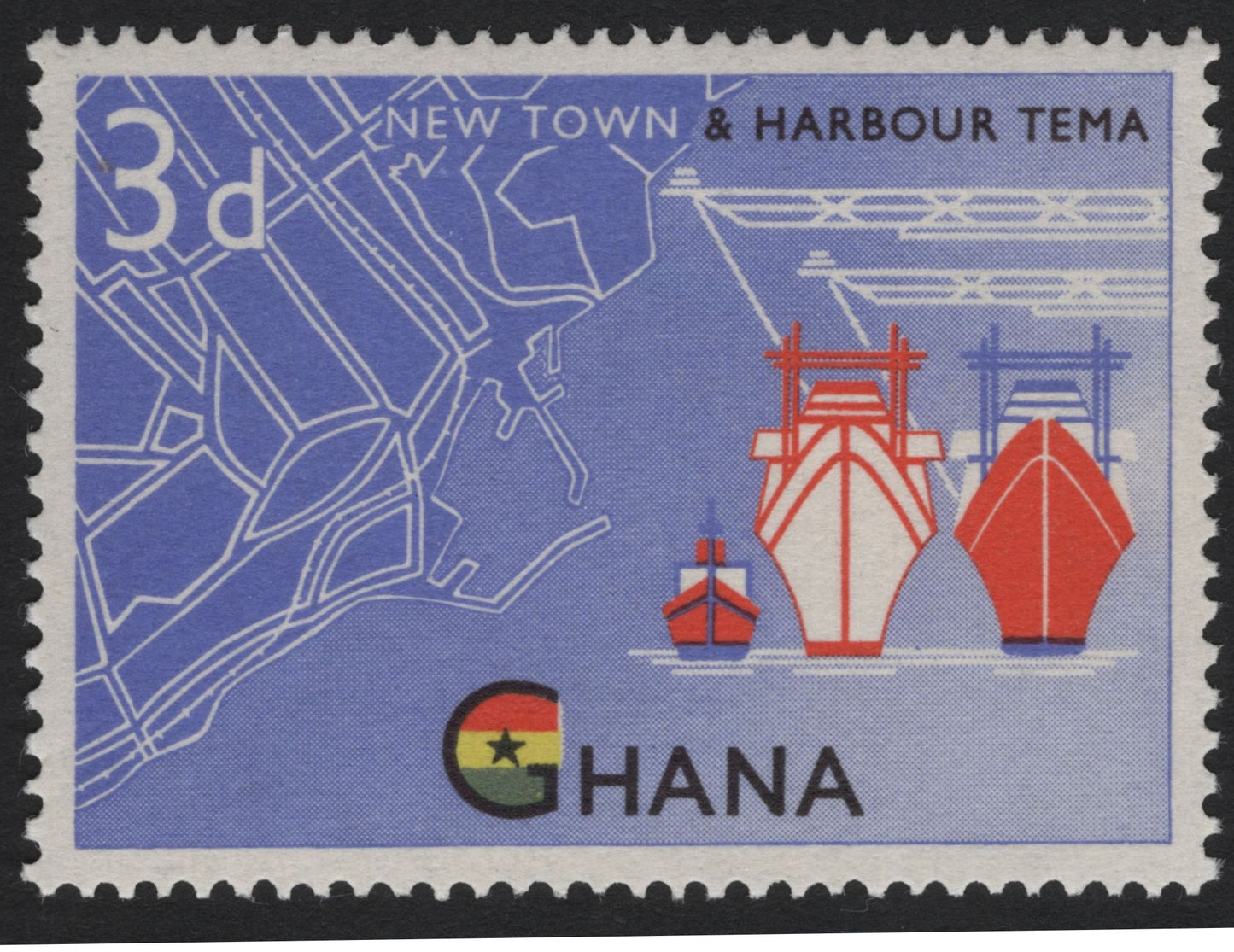SCG5597 - Ghana 1962 – New Town & Harbour Tema Airmail Issue