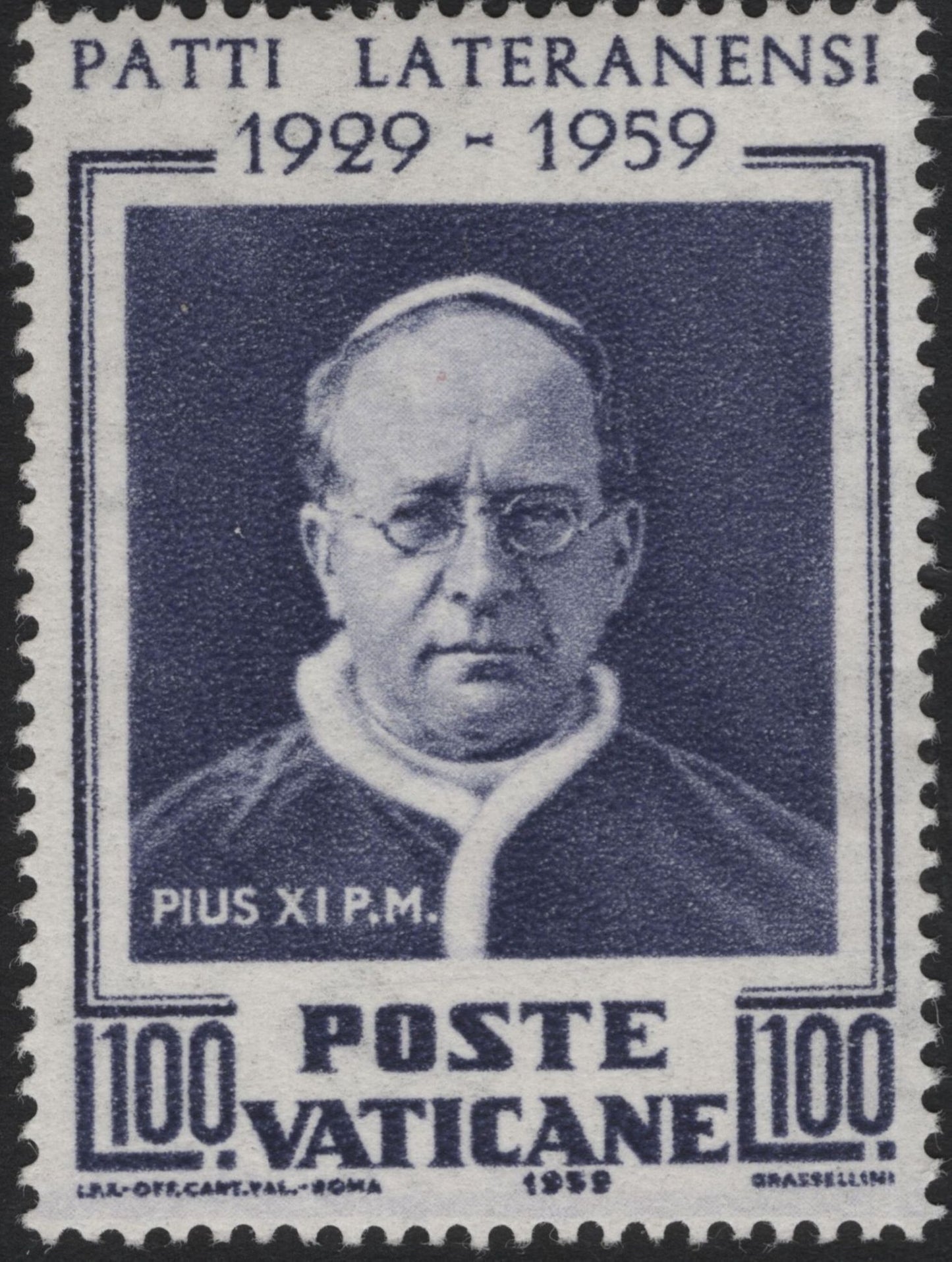 SCG5606 - Vatican City 1959 Lateran Treaty 30L & 100L Stamps – Pope Pius XI Commemoration
