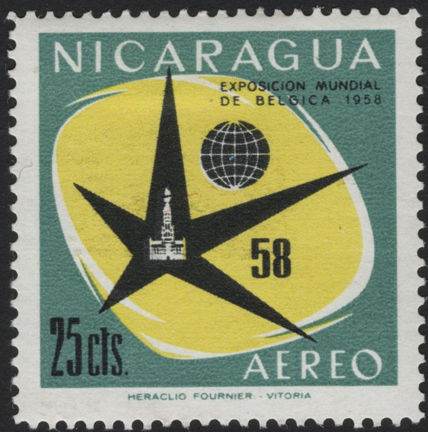SCG5620 - Nicaragua 1958 Airmail Stamps – Brussels World Exhibition