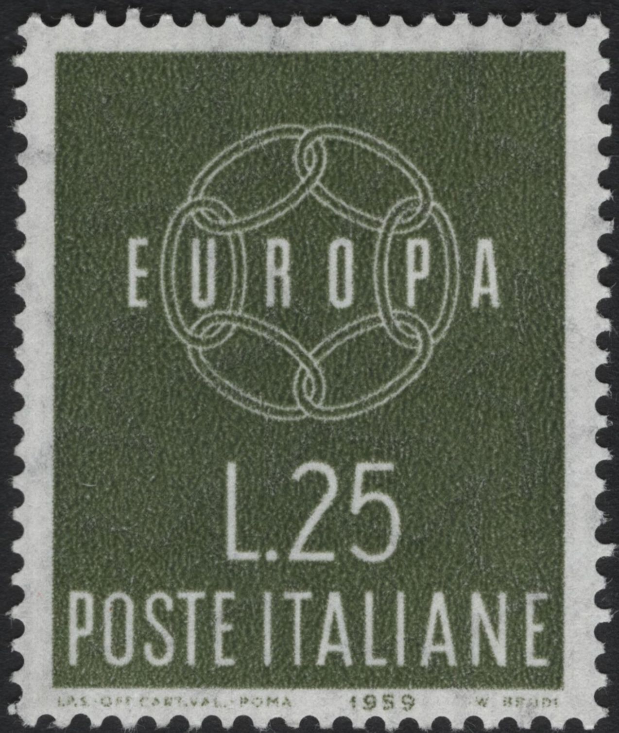 SCG5671 - Italy 1959 Europa Issue — Linked Rings of Unity
