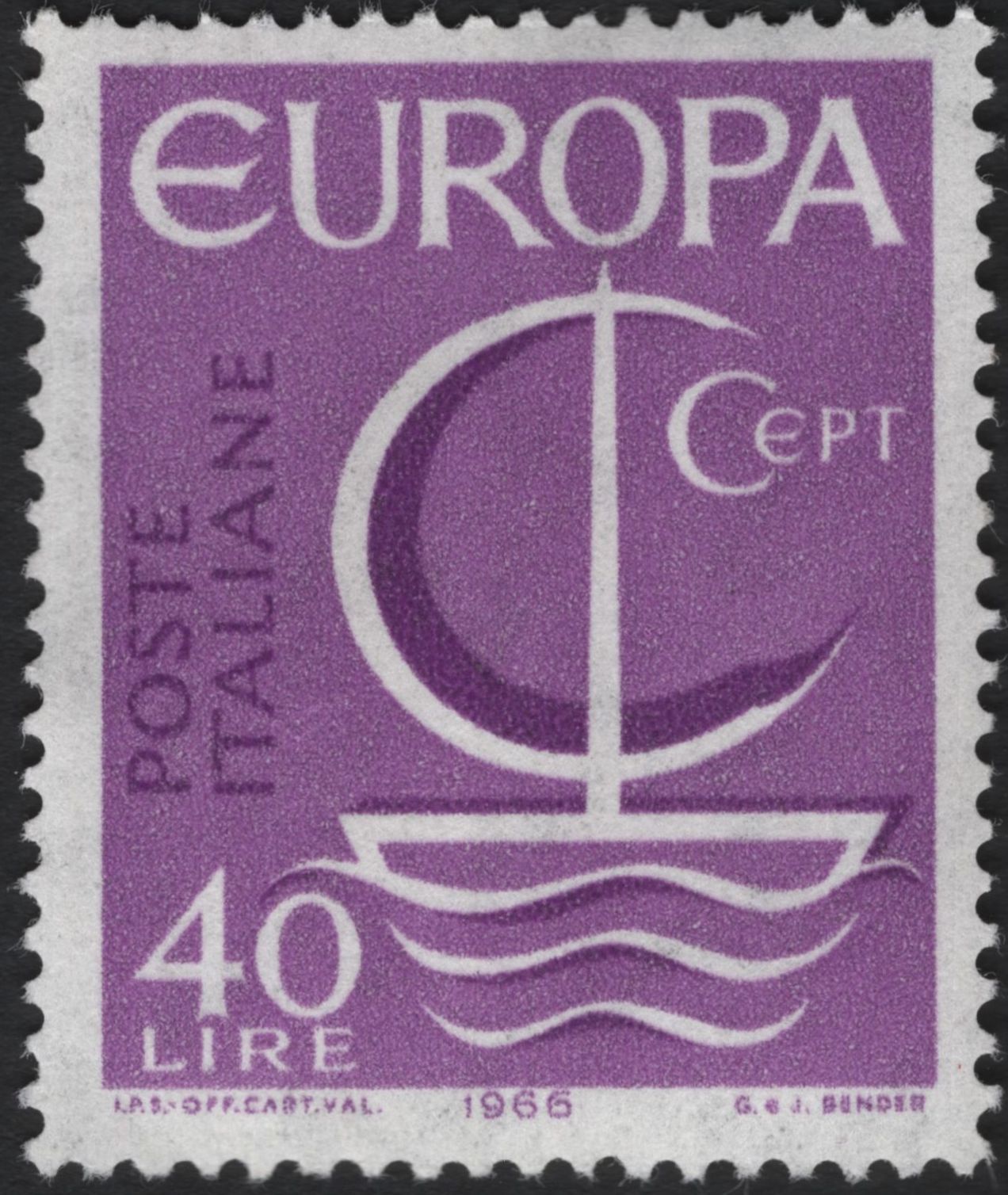 SCG5682 - Italy 1966 Europa CEPT Set – “Ship and C” Design