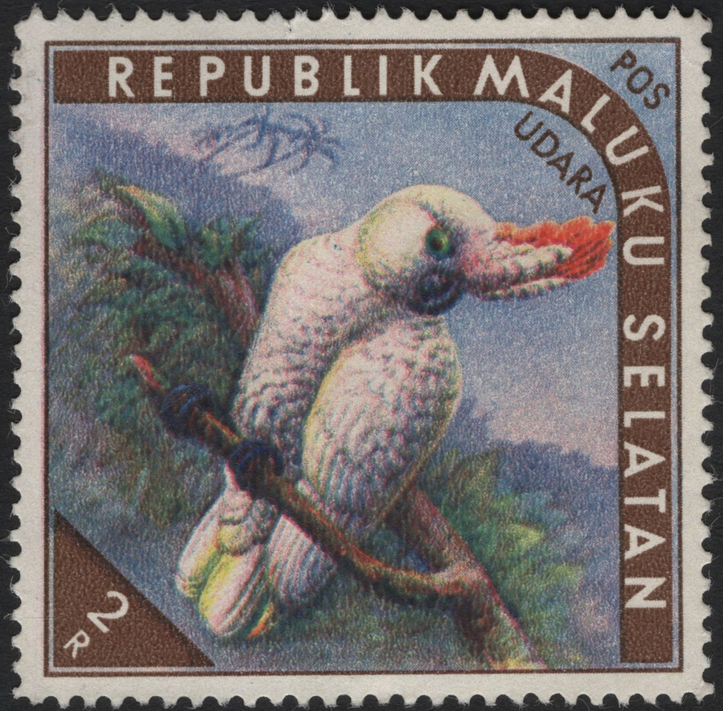 SCG5992 - Maluku Selatan Airmail – Salmon-crested Cockatoo (c.1950s)