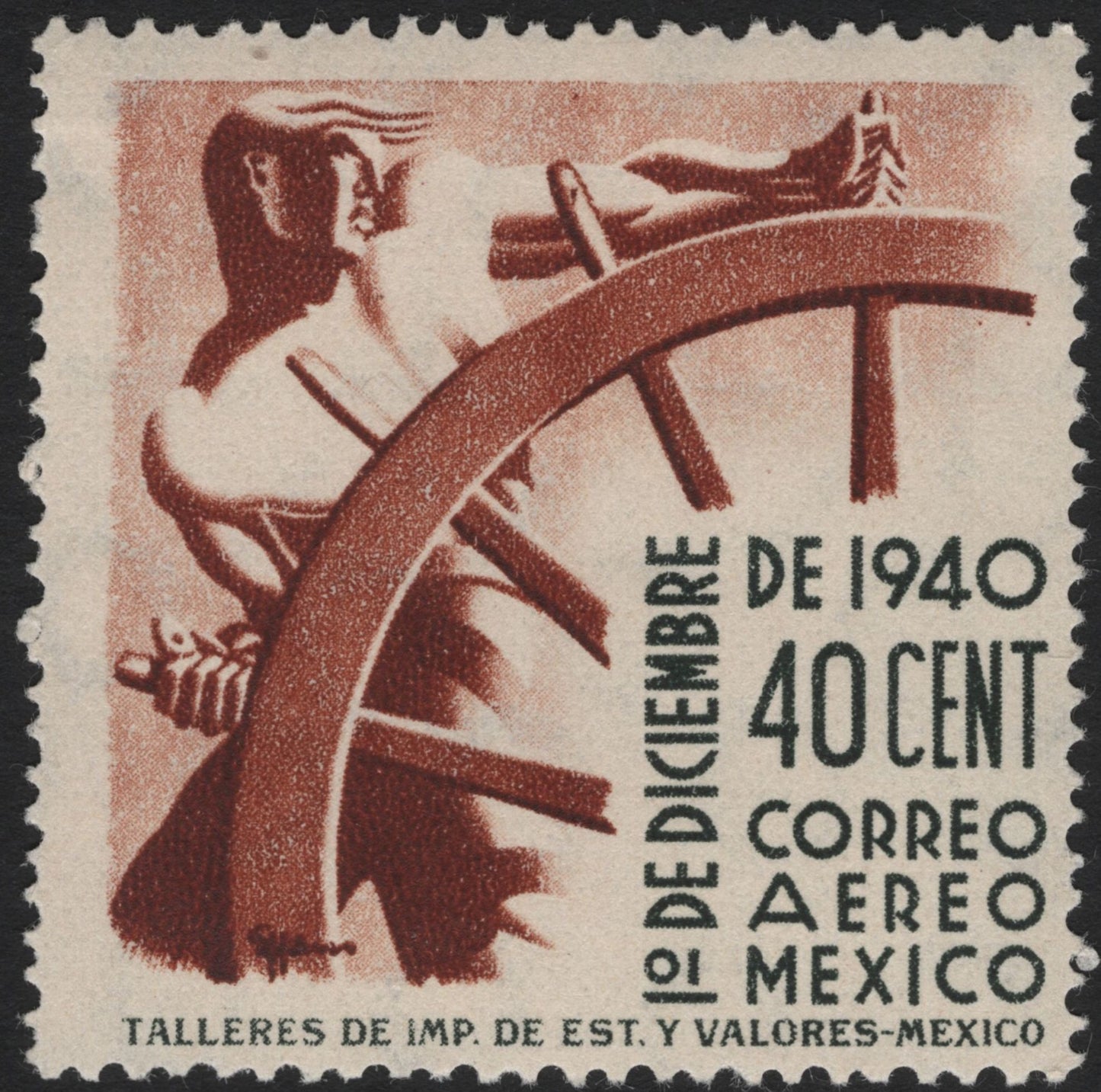 SCG5633 - 🇲🇽 Mexico 1940 Airmail Issue – Modern Worker and Ship’s Wheel