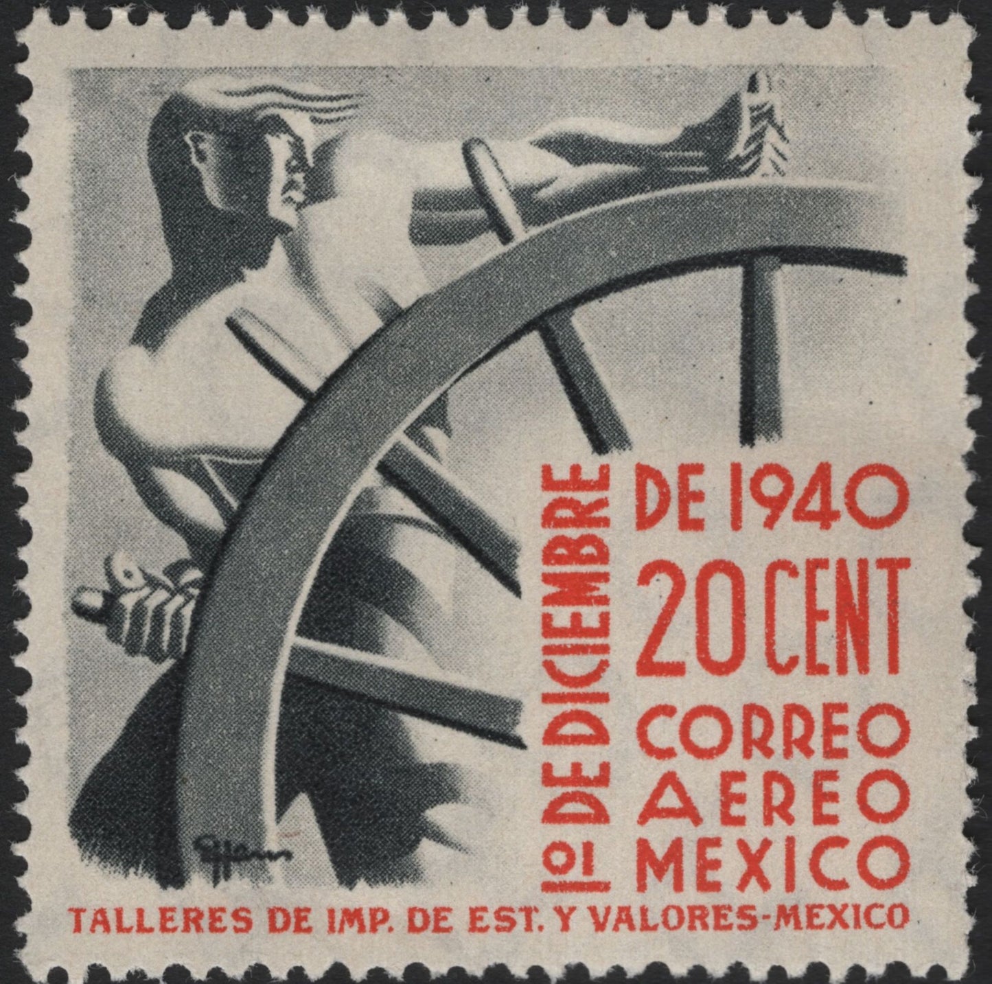 SCG5633 - 🇲🇽 Mexico 1940 Airmail Issue – Modern Worker and Ship’s Wheel
