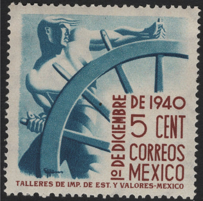 SCG5633 - 🇲🇽 Mexico 1940 Airmail Issue – Modern Worker and Ship’s Wheel