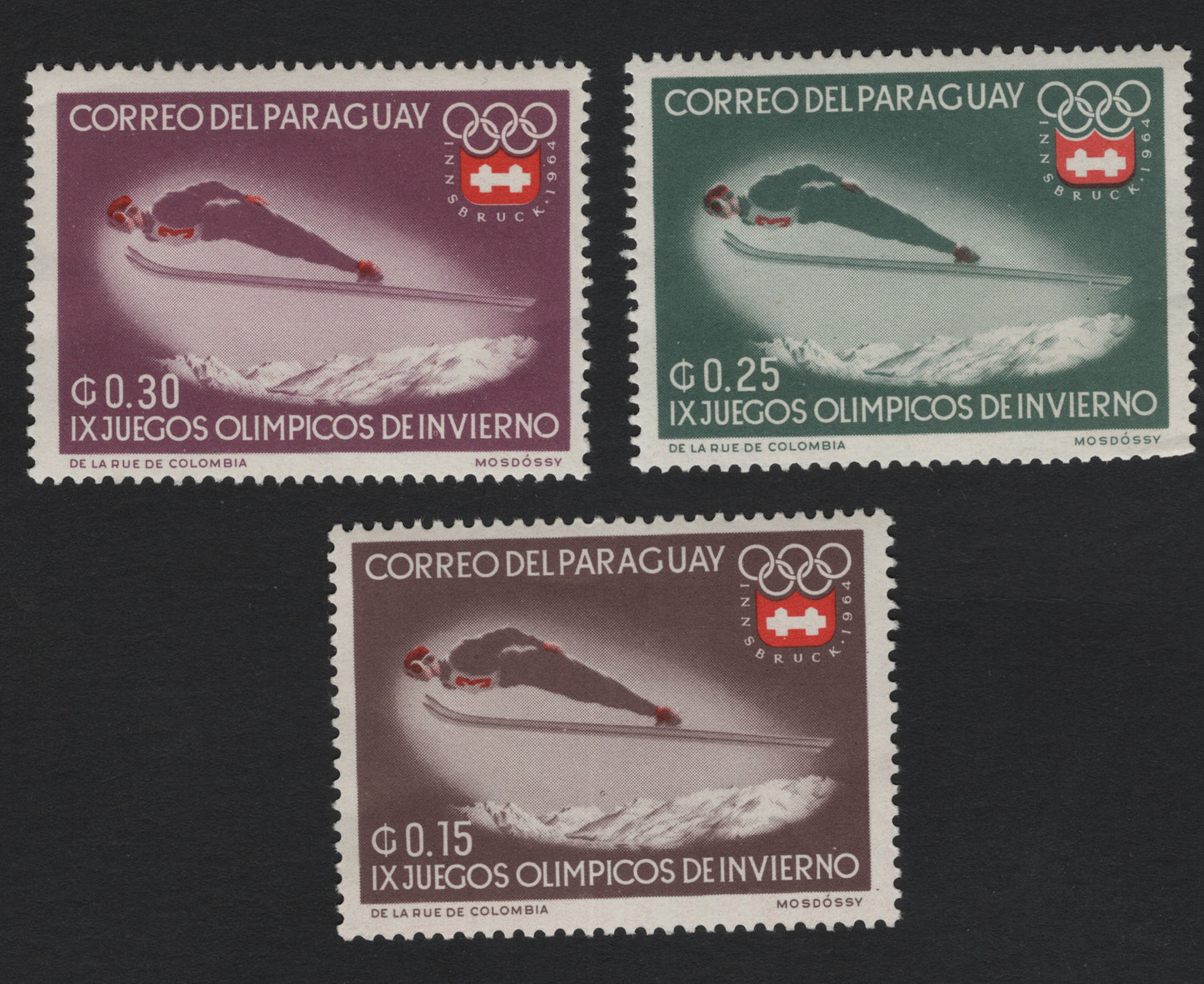 SCG5709 - Paraguay 1964 Innsbruck Winter Olympics Ski Jumping Set