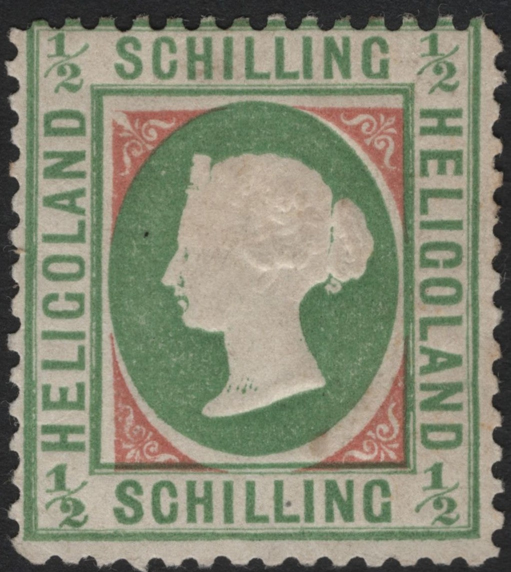 SCG5694 - Heligoland ½ Schilling Green and Red Queen Victoria Issue