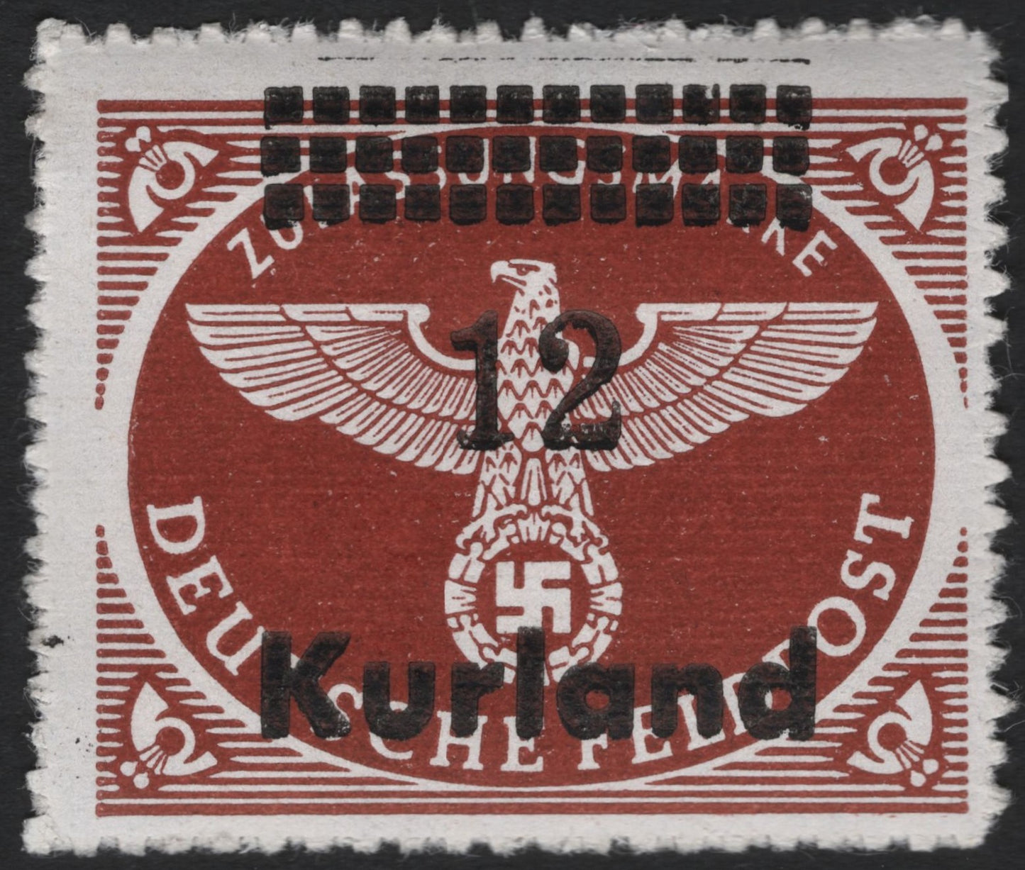 SCG5696 - Kurland Overprint on German Eagle and Swastika Stamp