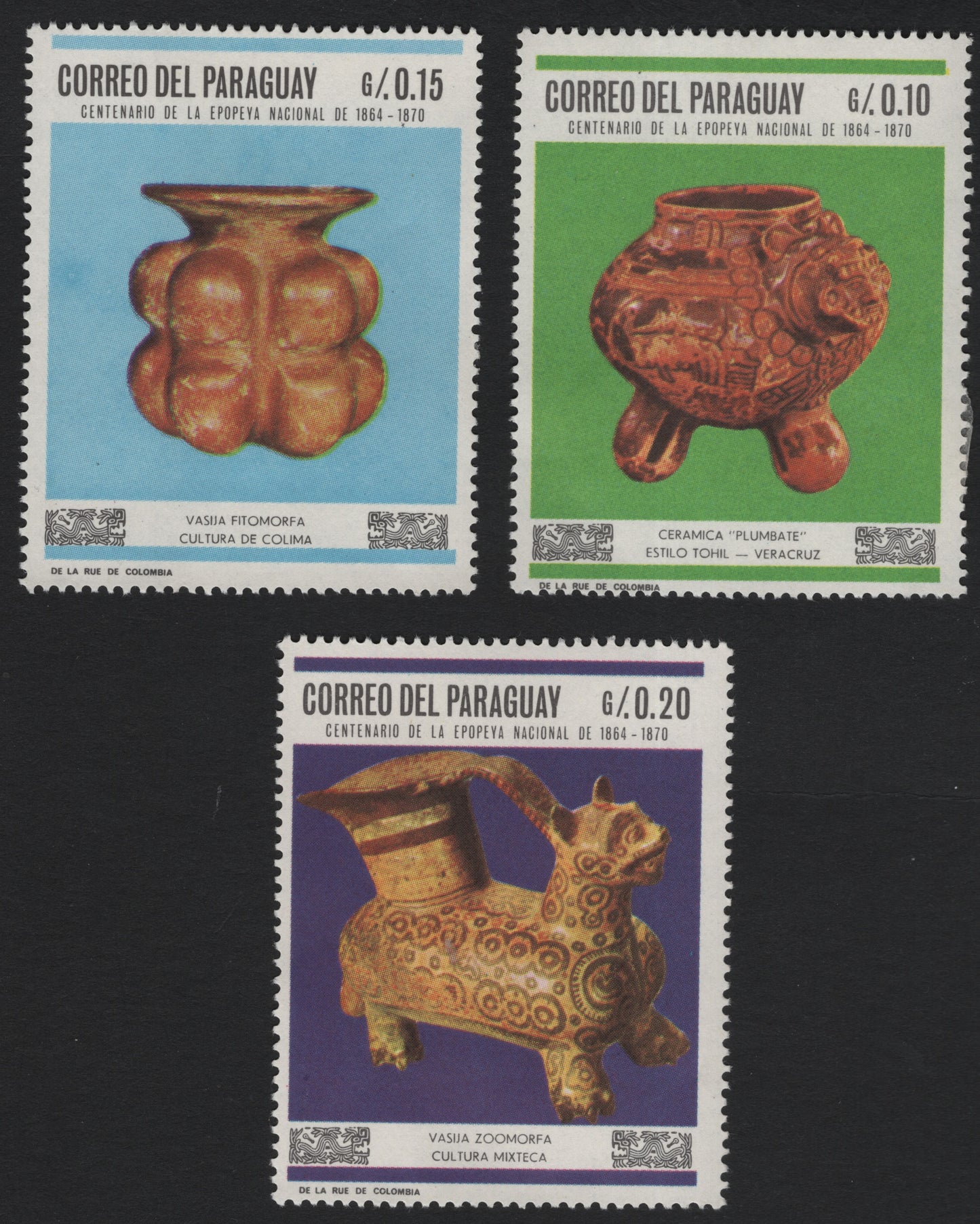 SCG5721 - Paraguay 1970 – Pre-Columbian Pottery Series (National Epic Centenary)