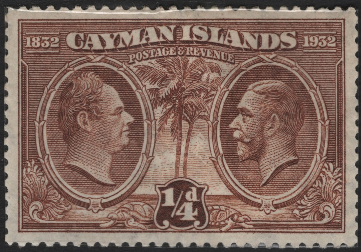 SCG5959 - Cayman Islands 1932 Centenary of British Administration – ¼d Brown