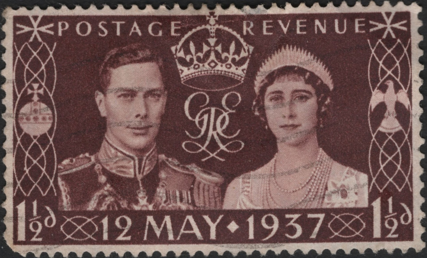 SCG5964 - United Kingdom 1937 Coronation of King George VI and Queen Elizabeth – 1½d Maroon