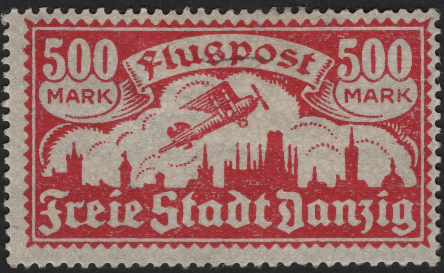 SCG5967 - Free City of Danzig 1923 Airmail – 500 Mark Scarlet
