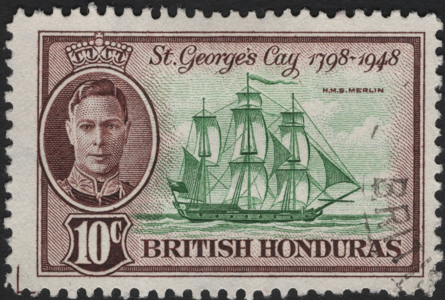 SCG5970 - British Honduras 1948 – 150th Anniversary of the Battle of St. George’s Caye (H.M.S. Merlin)