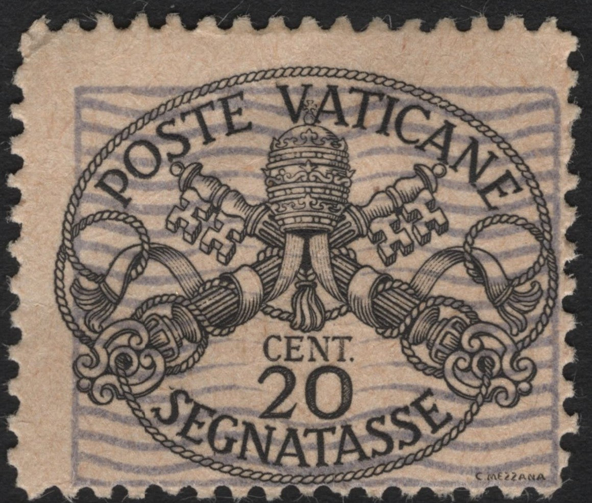 SCG5972 - Vatican City 1929 Postage Due – 20 Centesimi “Crossed Keys and Papal Tiara”