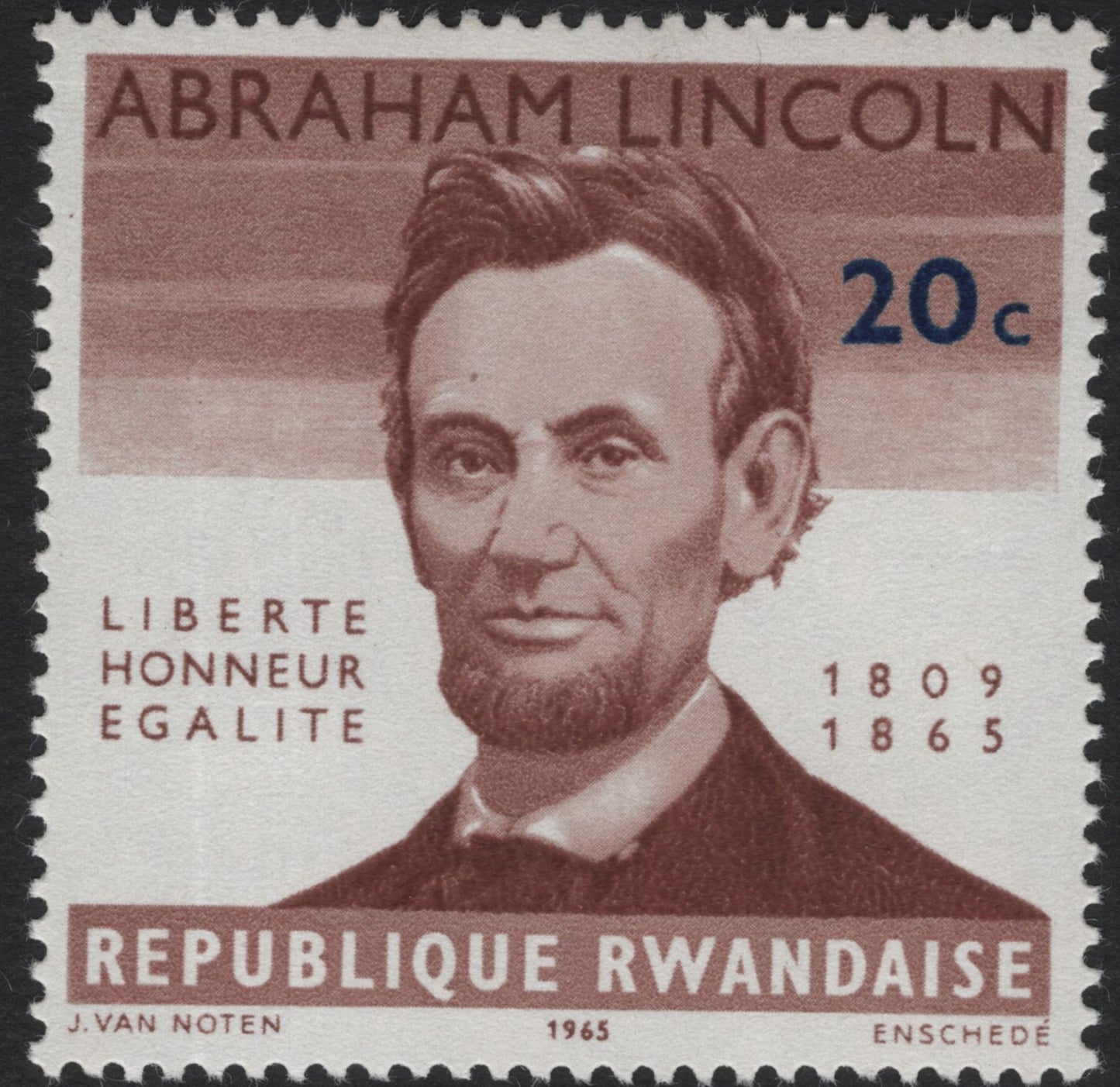 SCG5737 - Abraham Lincoln Commemorative Stamps – Rwanda 1965