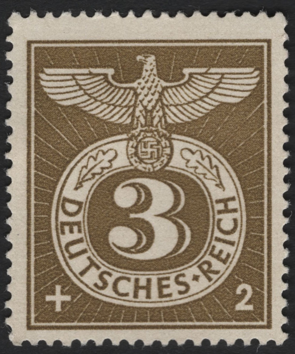 SCG5766 - Germany 1939 Welfare Semi-Postal Stamp – 3 Pfennig + 2 Pfennig (Eagle and Swastika)