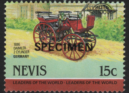 SCG5797 - Philatelic Entry — Nevis & Bequia “Leaders of the World” Specimen Set (Automobiles and Locomotives)