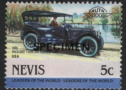SCG5797 - Philatelic Entry — Nevis & Bequia “Leaders of the World” Specimen Set (Automobiles and Locomotives)