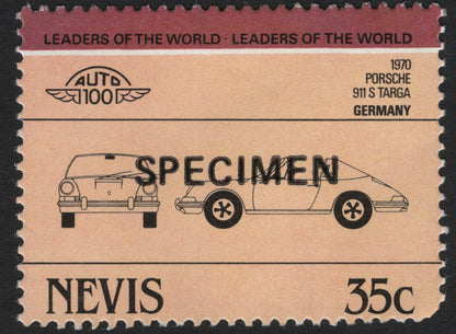 SCG5797 - Philatelic Entry — Nevis & Bequia “Leaders of the World” Specimen Set (Automobiles and Locomotives)