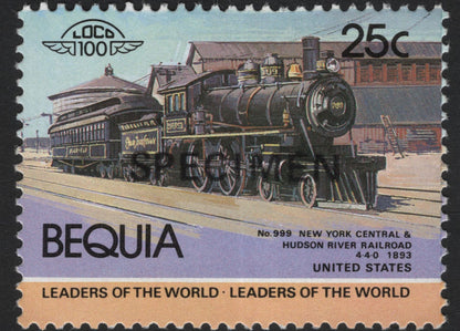 SCG5797 - Philatelic Entry — Nevis & Bequia “Leaders of the World” Specimen Set (Automobiles and Locomotives)