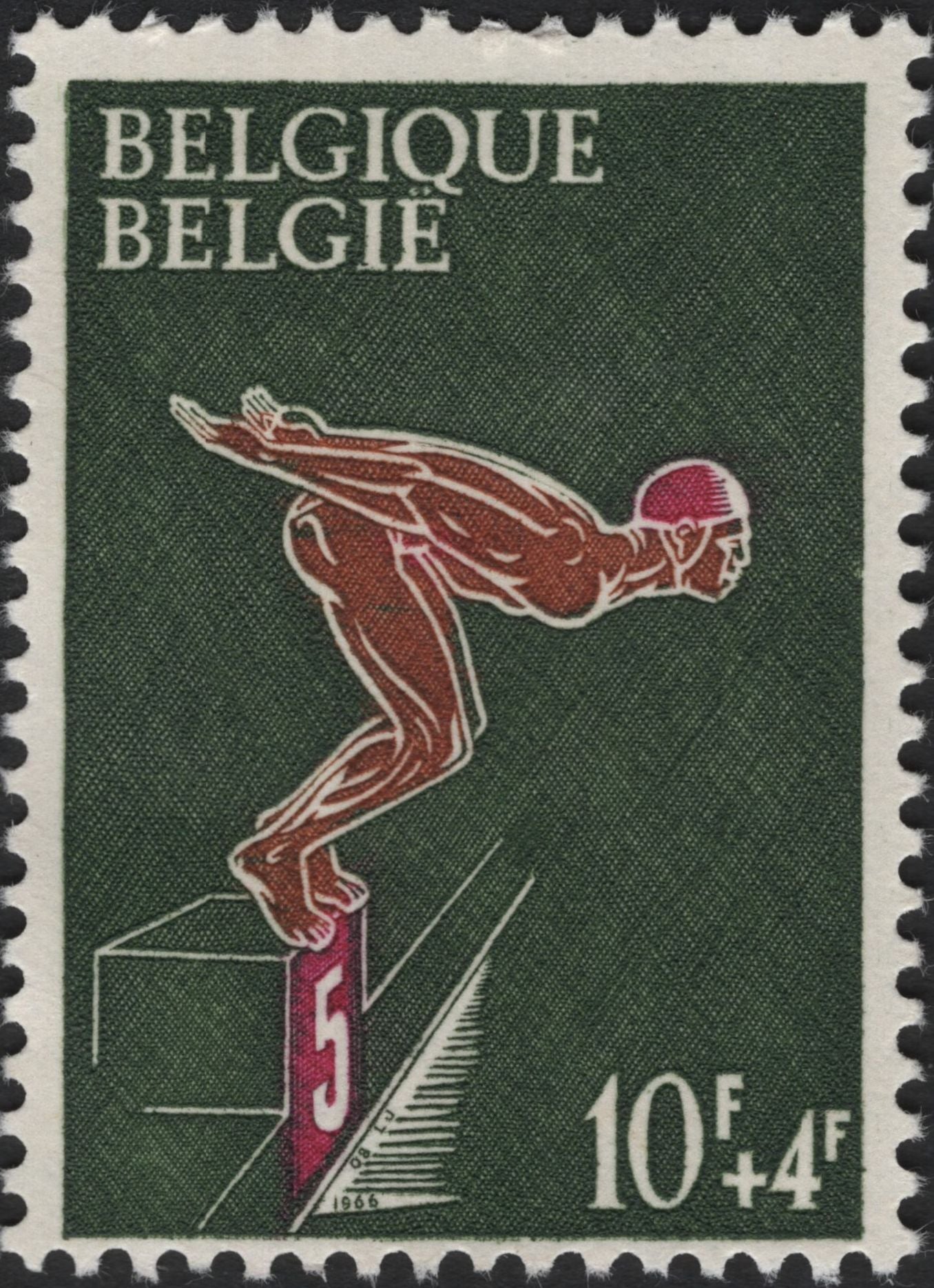 SCG5798 - Belgium 1966 Charity Stamps – Swimming and Diving