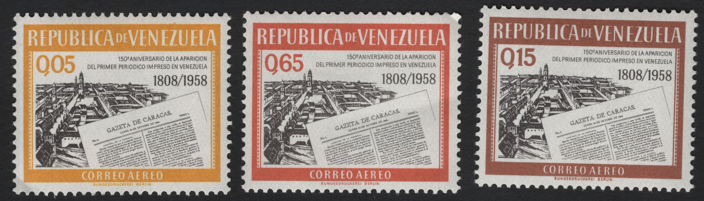 SCG5819 - Venezuela 1958 – 150th Anniversary of the First Printed Newspaper