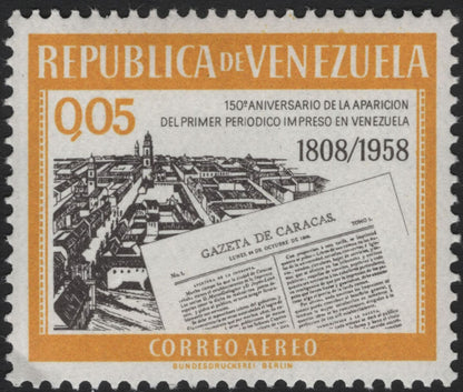 SCG5819 - Venezuela 1958 – 150th Anniversary of the First Printed Newspaper