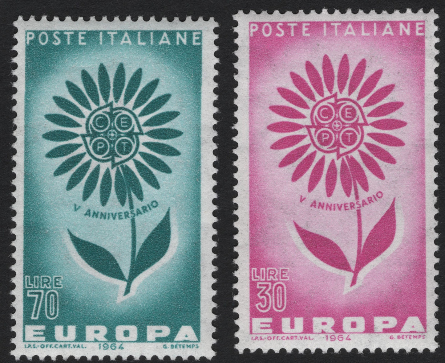 SCG5821 - Italy 1964 Europa CEPT 5th Anniversary Stamps