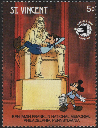 SCG5823 -St. Vincent 1989 World Stamp Expo – Disney at American Monuments