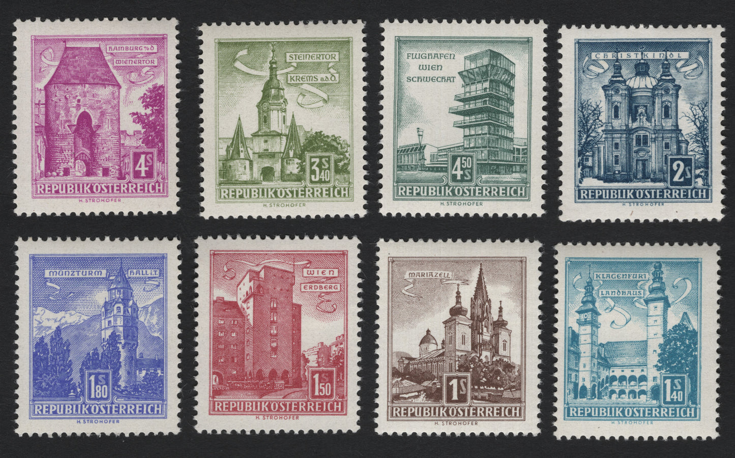 SCG5822 - 🇦🇹 Austria – Landmarks Definitive Series (1957–1960)