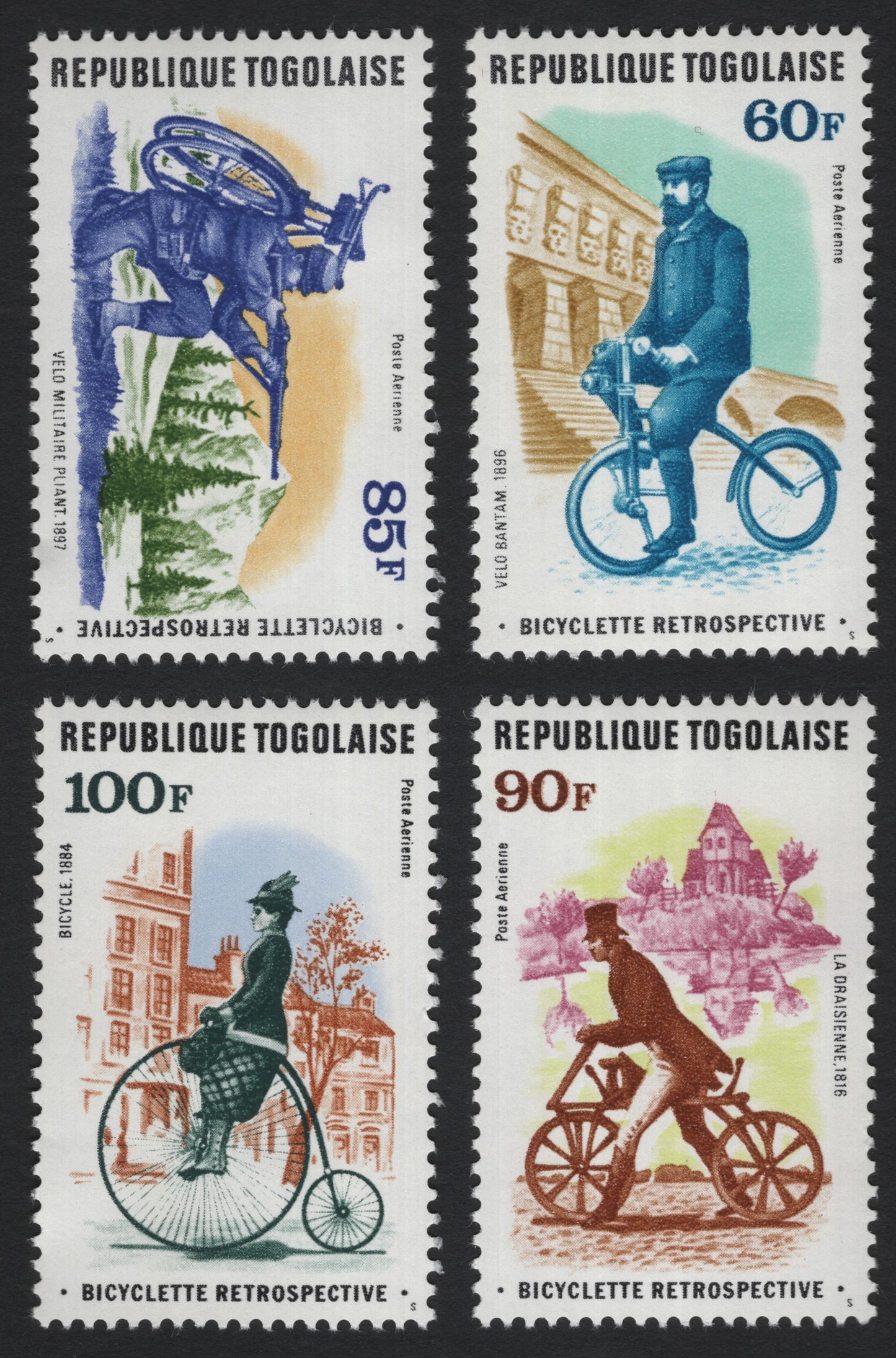 SCG5832 - Togo 1974 “Bicyclette Rétrospective” Airmail Set