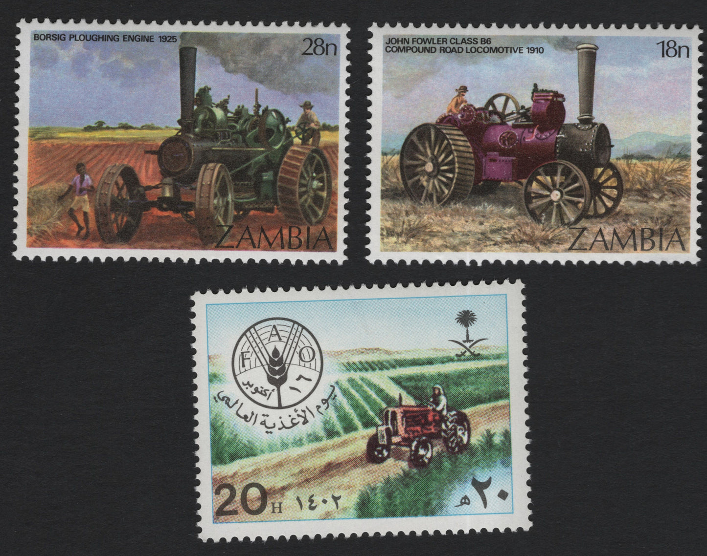 SCG5844 - Agricultural Machinery on Stamps – Zambia & Saudi Arabia Issues