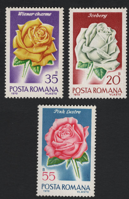 SCG5894 - Romania 1970 “Roses” Definitive Issue – Wiener Charme, Icebery, and Pink Lustre