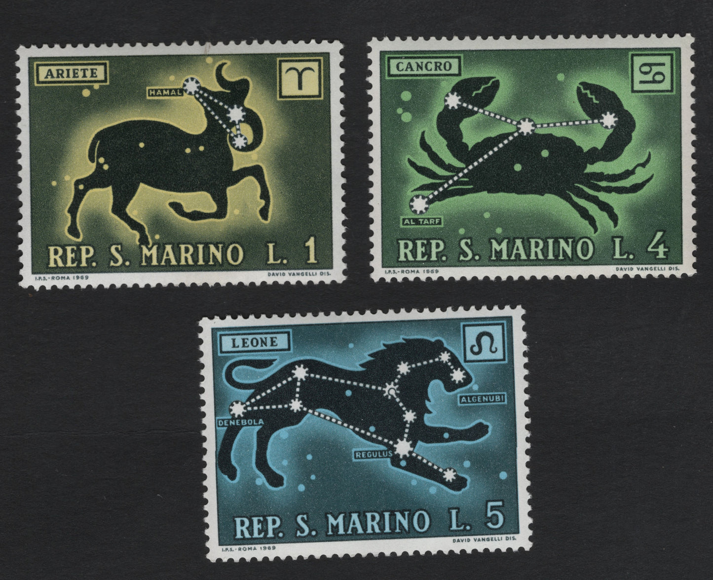 SCG5900 - Zodiac Constellations – San Marino 1969 (Ariete, Cancro, Leone)