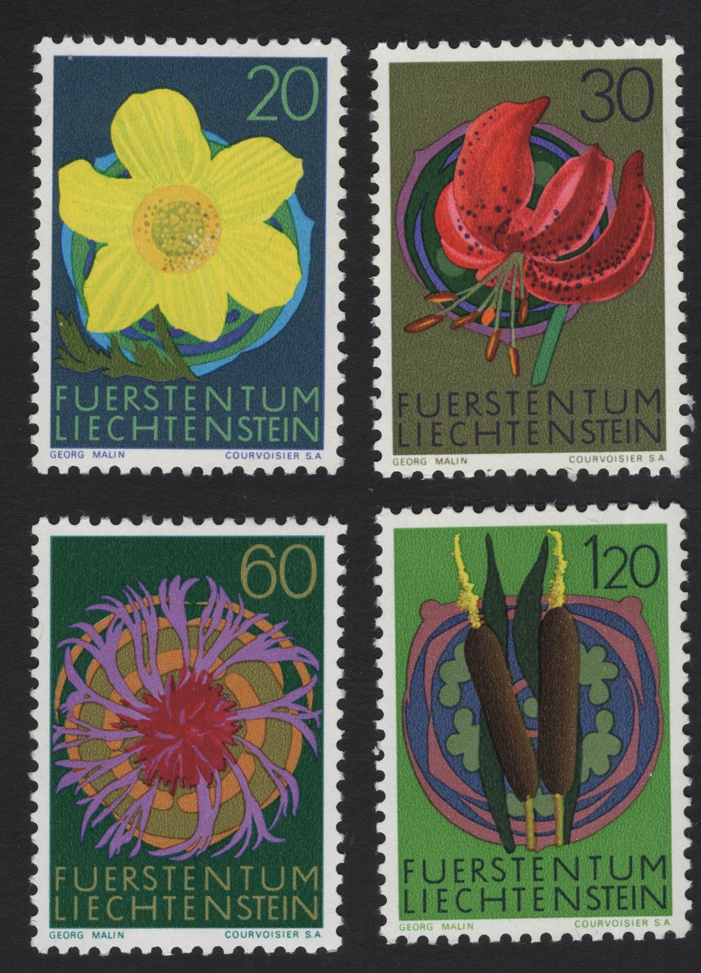SCG5910 - Philatelic Entry – Liechtenstein 1965 “Wildflowers” Series