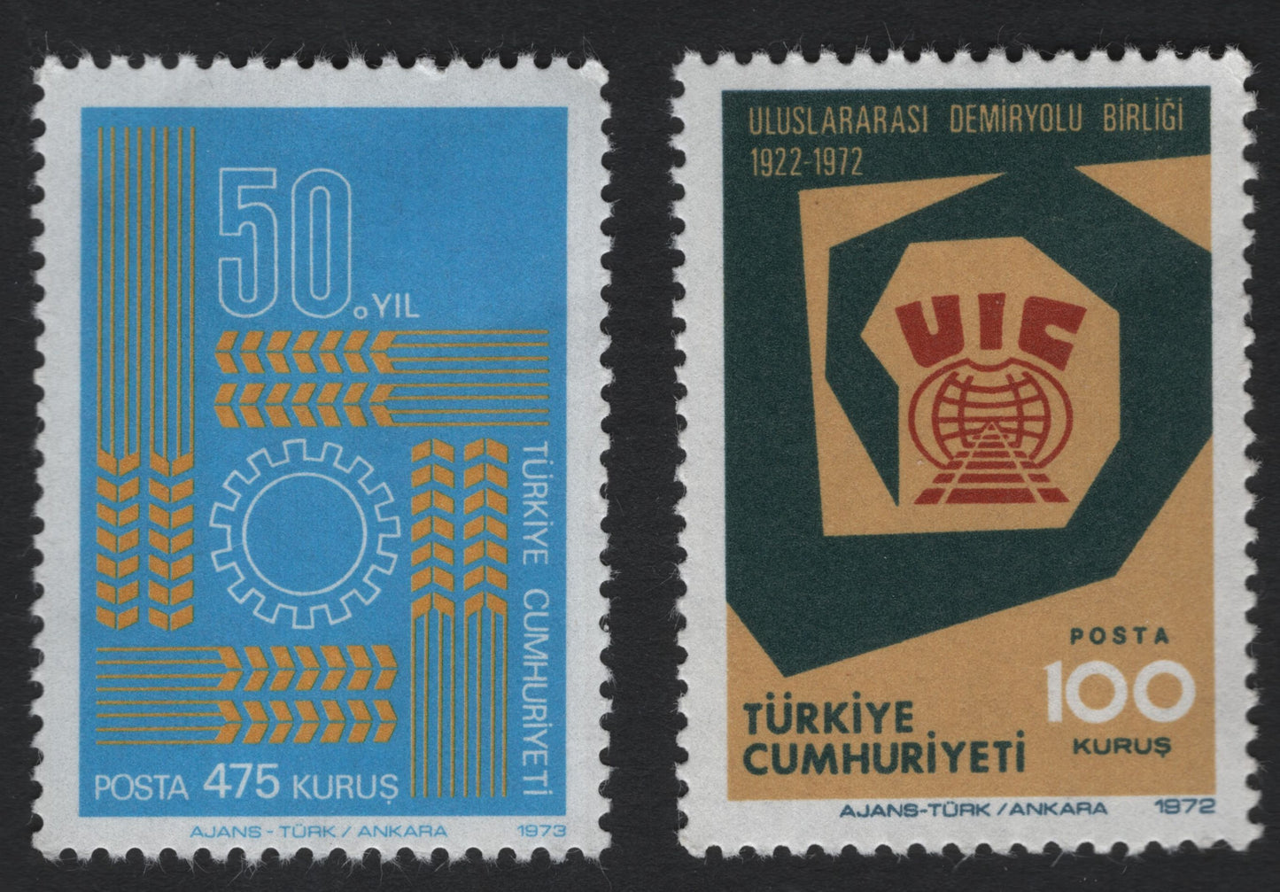 SCG5932 - Title: Turkey – Industrial Anniversary & UIC 50th Anniversary Stamps (1972–1973)