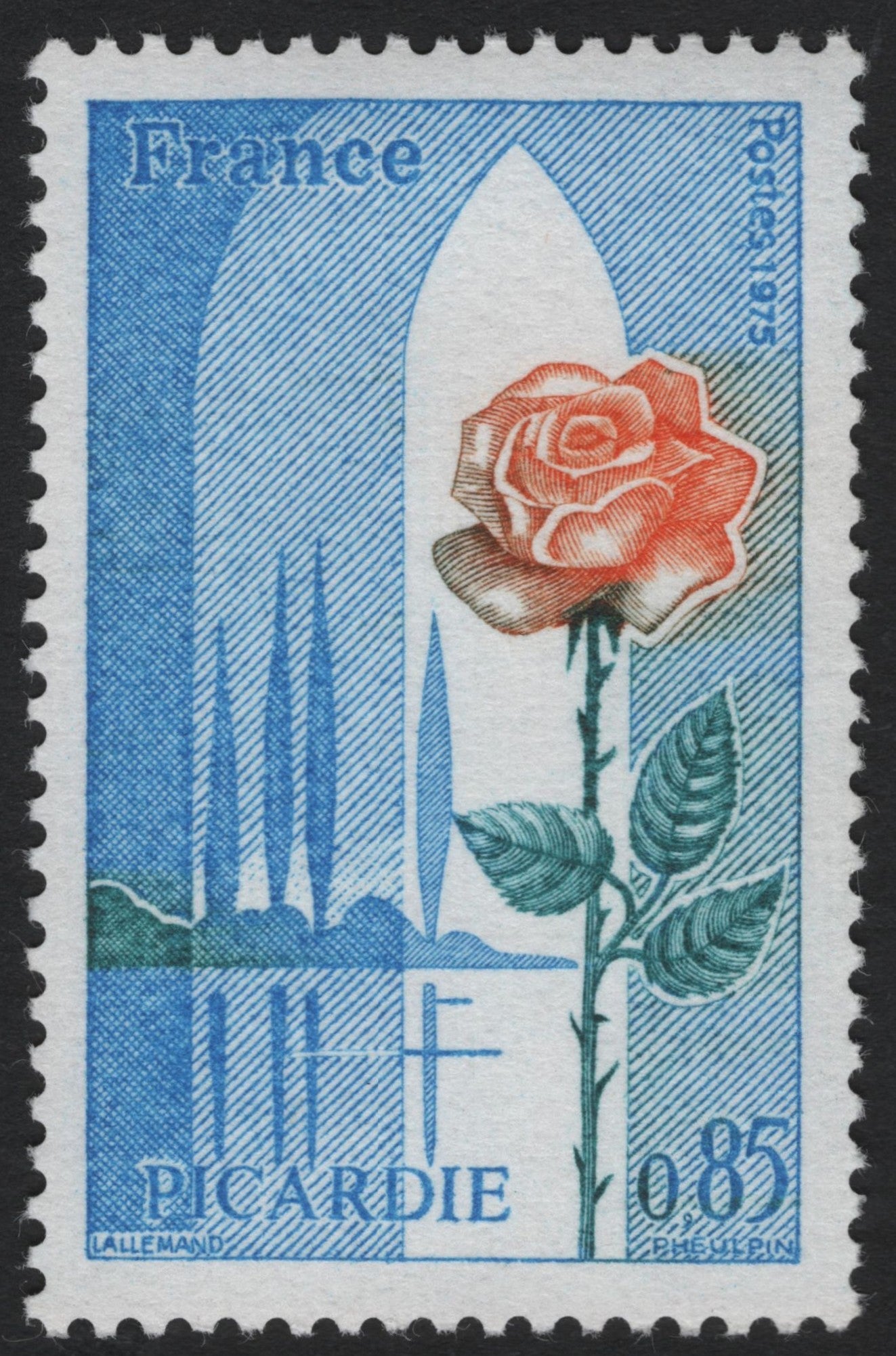 SCG6057 - France 1975 “Picardie” Regional Rose Stamp