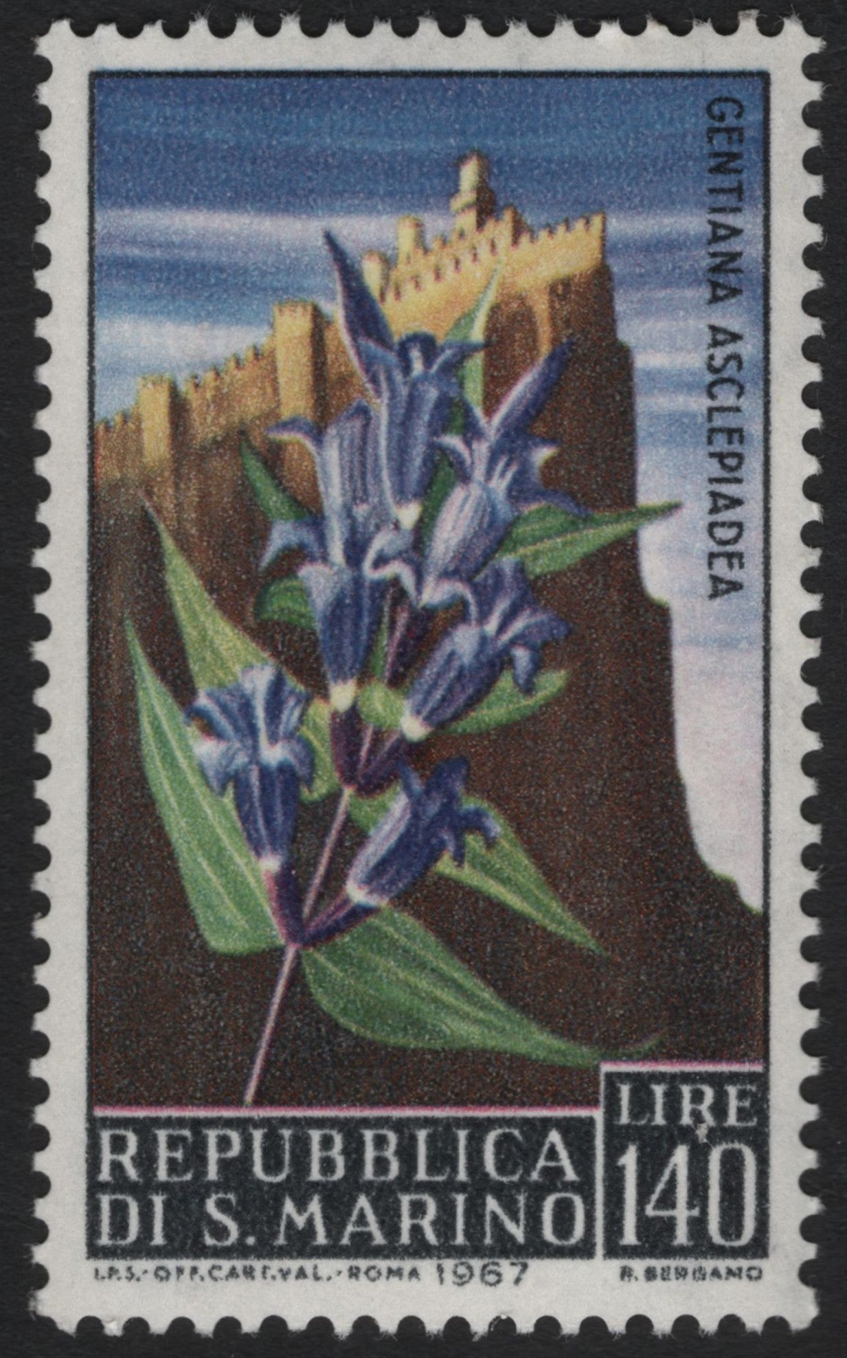 SCG6049 - San Marino 1967 – Gentiana Asclepiadea (Willow Gentian)