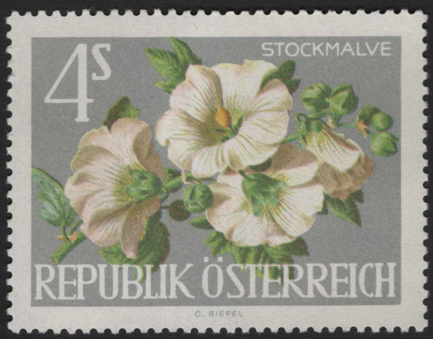 SCG6077 - Austria 4s “Stockmalve” (Mallow) – 1960s Definitive Issue