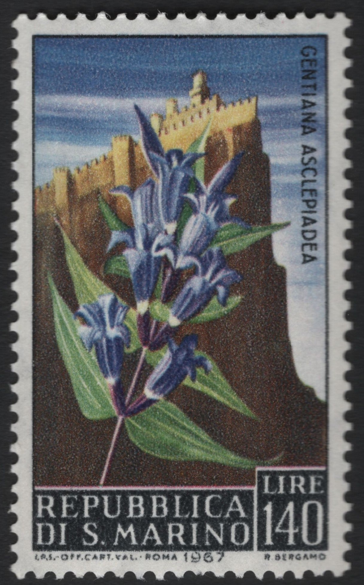SCG6118 - San Marino 1967 – Gentiana Asclepiadea (140 Lire)