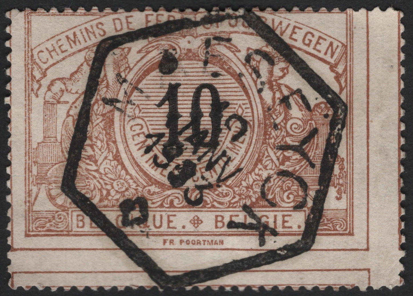 SCG6175 - Belgium Railway Parcel Post – 10 Centimes Brown (Overprinted)