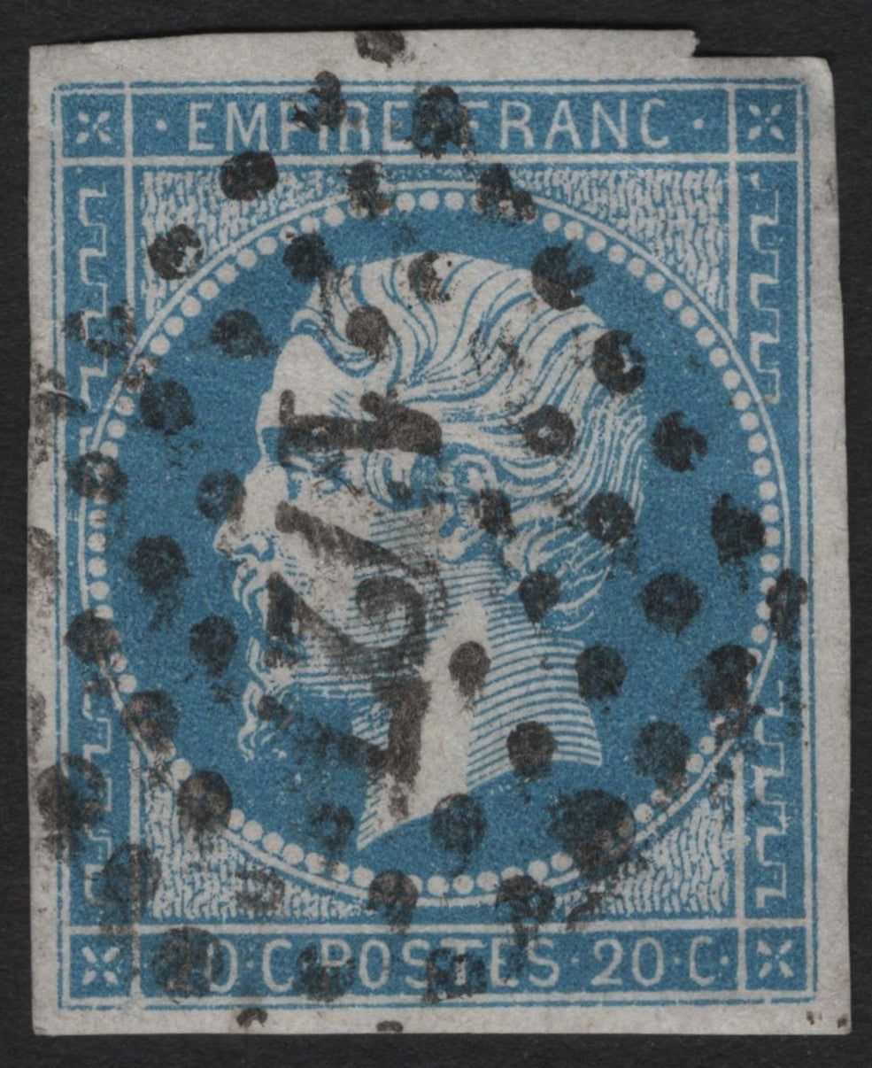 SCG6185 - France 1854 – 20 Centimes Blue “Napoleon III”