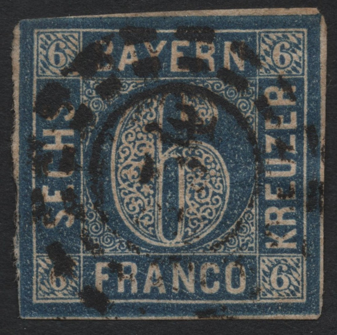 SCG6194 - Bavaria 1850 – 6 Kreuzer Blue “Numeral” Issue