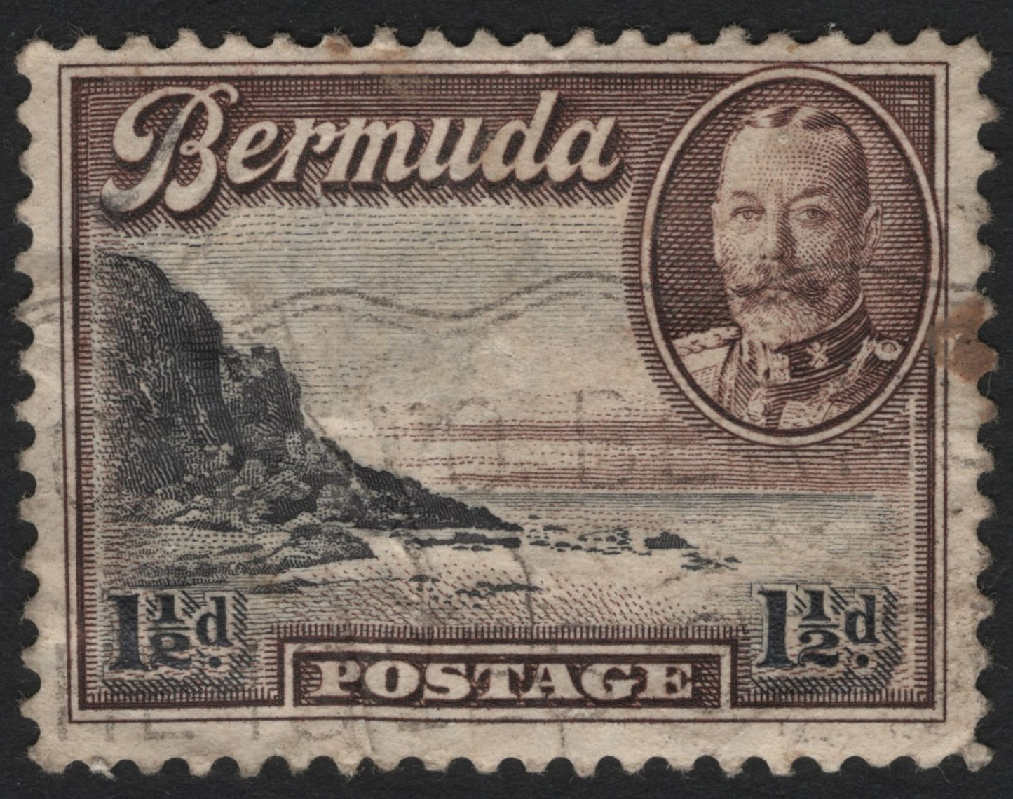 SCG6173 - Bermuda 1½d King George V Coastal View (circa 1910s–1920s)